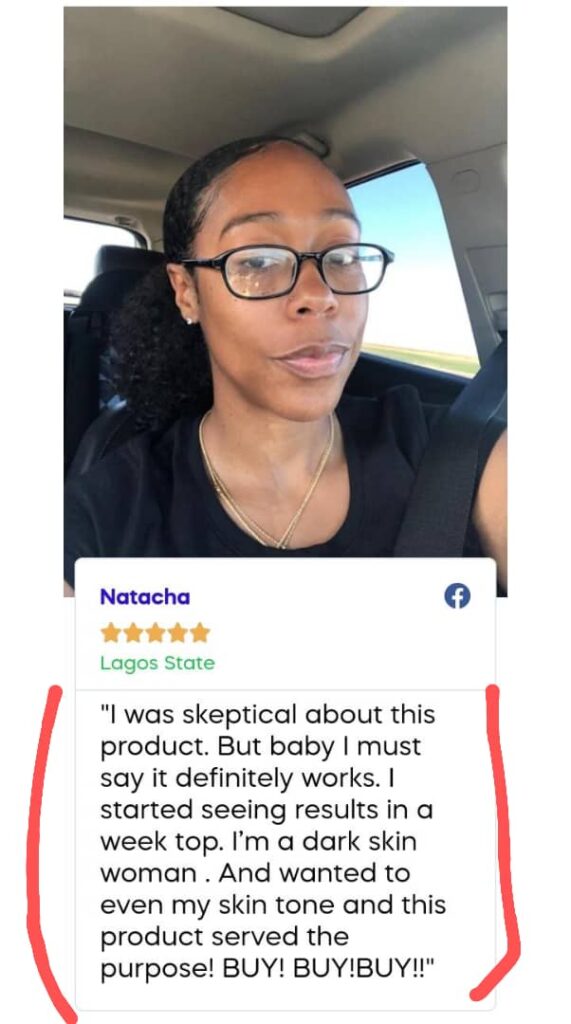 Skincare testimonial 1